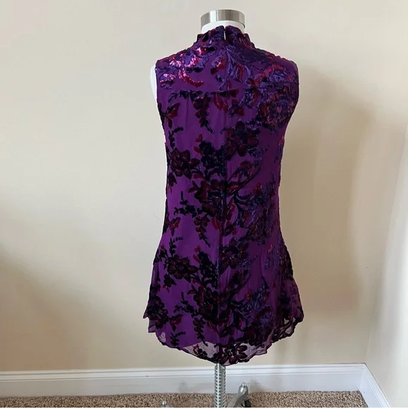 Anna Sui Jewel Tone Velvet Metallic Sleeveless Mini Dress 26272 - Picture 10 of 13